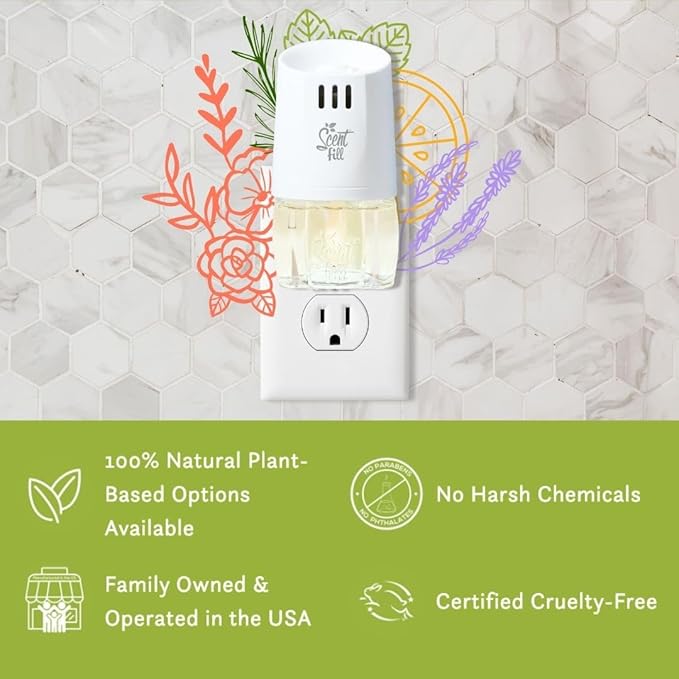 Scent Fill 100% Natural Cherry Almond Twist Plug in Air Freshener, Scented Oil Refills, 3 Refills