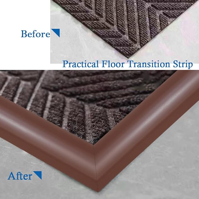 Floor Transition Strip Self Adhesive Carpet & Flooring Transitions Edging Trim Strip PVC Threshold Transitions Suitable for Threshold Height Less Than 5mm (20Ft, Brown)