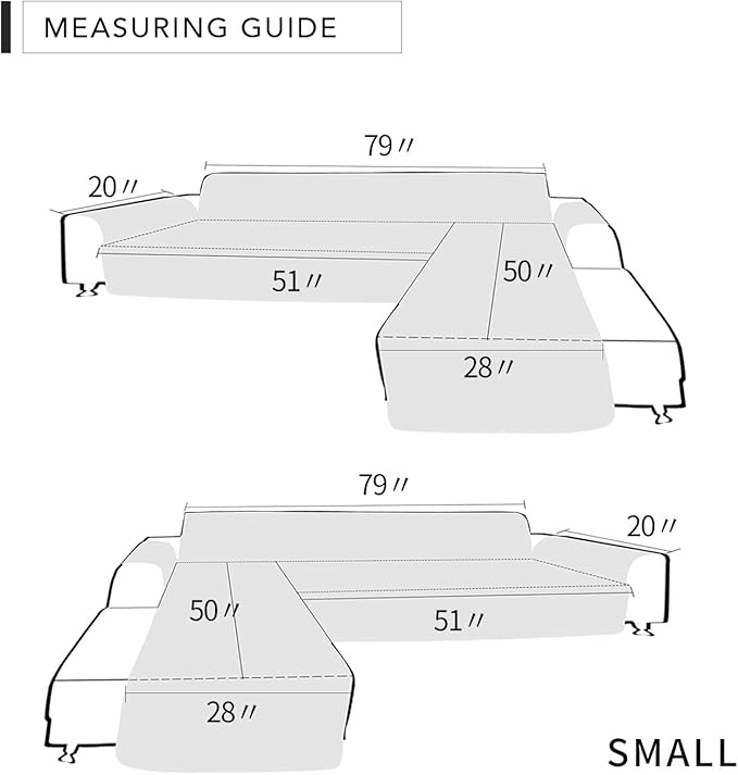 Easy-Going L Shape Sectional Sofa Cover - Reversible Chaise Lounge Slipcover, Pet & Kid Friendly (Small, Beige/Beige)
