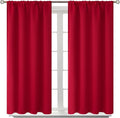 BGment Red Blackout Curtains 40 Inches Length for Short Window - Thermal Insulated Drapes Room Darkening with Rod Pocket for Kitchen Bedroom Bathroom, 2 Panels, 42 x 40 Inch