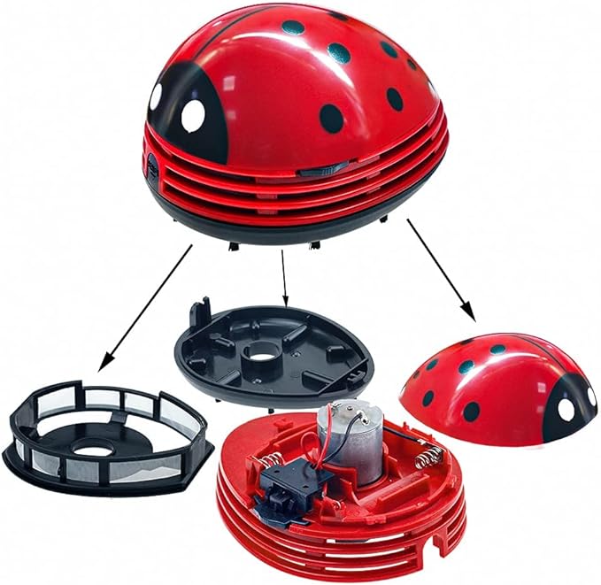 E ECSEM Cute Portable Cartoon Mini Desktop Vacuum Cleaner Table Dust Crumb Sweeper(Red#002)