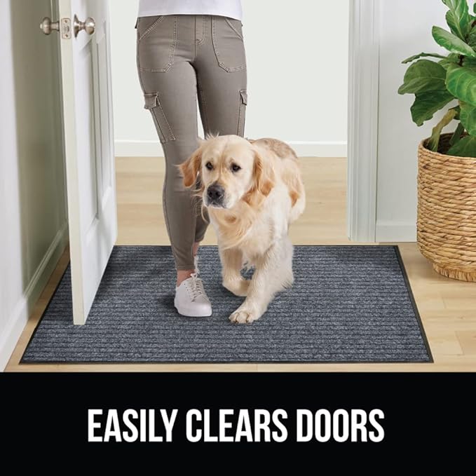 GORILLA GRIP Traffic Guard Door Mat, 2 Pack, Heavy Duty Waterproof Doormat, Commercial Office Space Welcome Mats, Stain and Fade Resistant, Low Profile, Strong Rubber Backing, 35x23, Gray