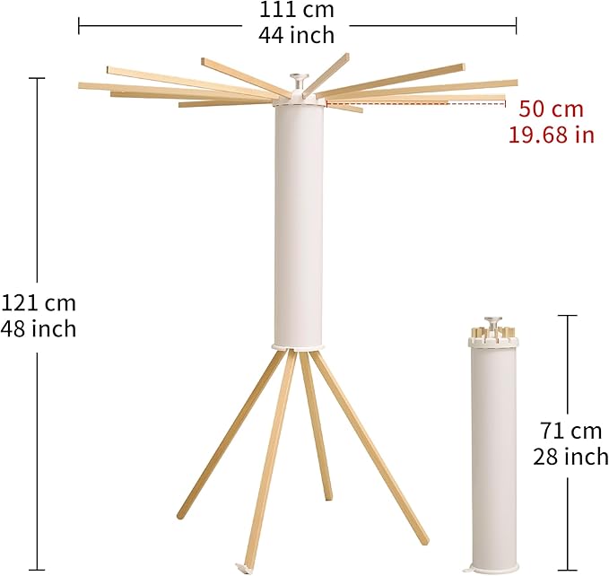LEQ Drying Rack Portable,Foldable Drying Rack Clothing with 12 Wood Drying Arms, Standing Laundry Hanger Rack Round Collapsible & Portable Handle for Laundry Room, Balcony, Bedroom, RV