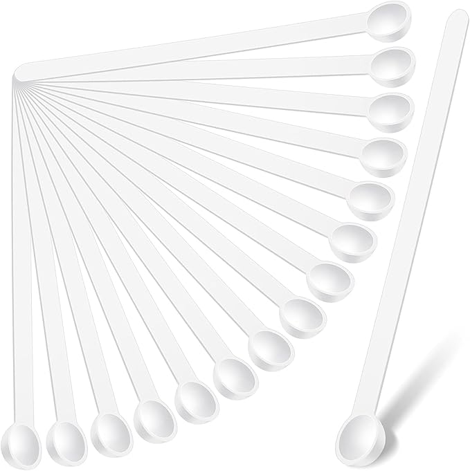 Honeydak 1/32 Teaspoon Micro Scoops 150 Milligram Mini Measuring Spoons Tiny Little Plastic Scoop for Measuring Cosmetics, Powders, Glitter and Seasoning(White, 16 Pieces)