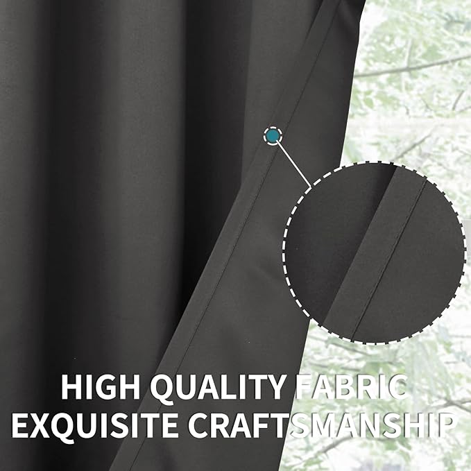 BGment Pocket Bedroom Curtains 63 Inch Long Dark Grey, Room Darkening Thermal Insulated Blackout Drapes for Living Room Privacy Light Blocking Blinds, 52 x 63 Inch, 2 Panels