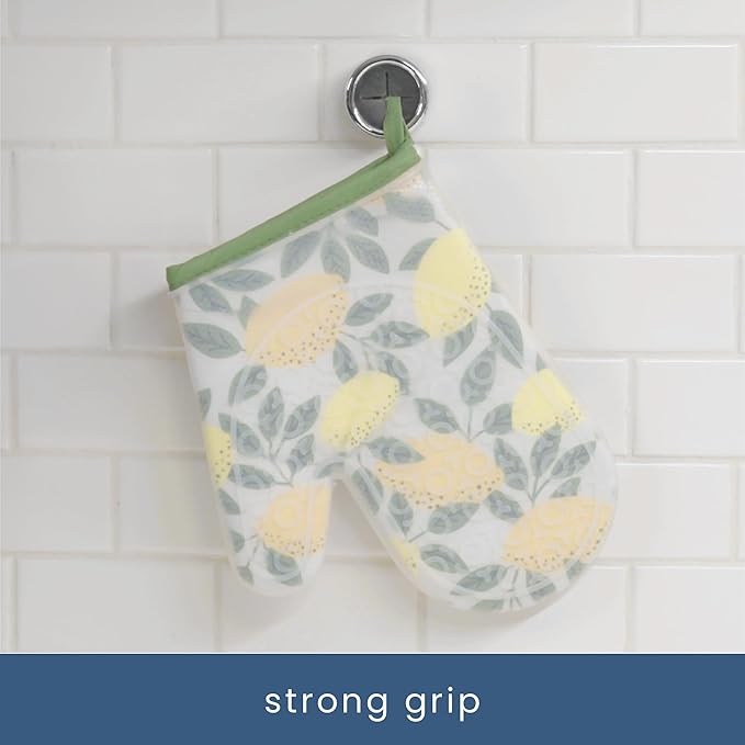 S&T INC. Round Adhesive Push Towel Hooks for Kitchen, Hand and Dish Towels, Grey, 4 Pack