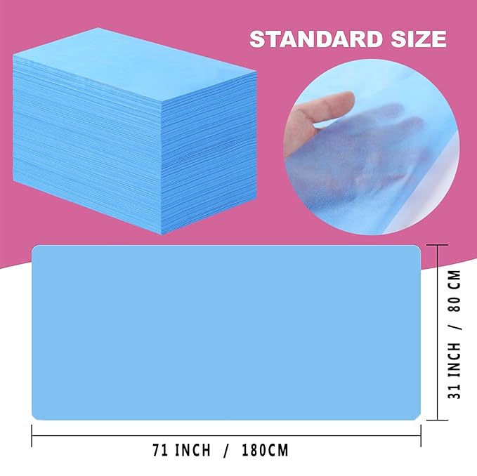 Disposable Bed Sheets 200 Pcs 31" x 71" Massage Table Sheets Non Woven Fabric SPA Bed Cover Breathable for Massage Beauty Tattoos(Blue)