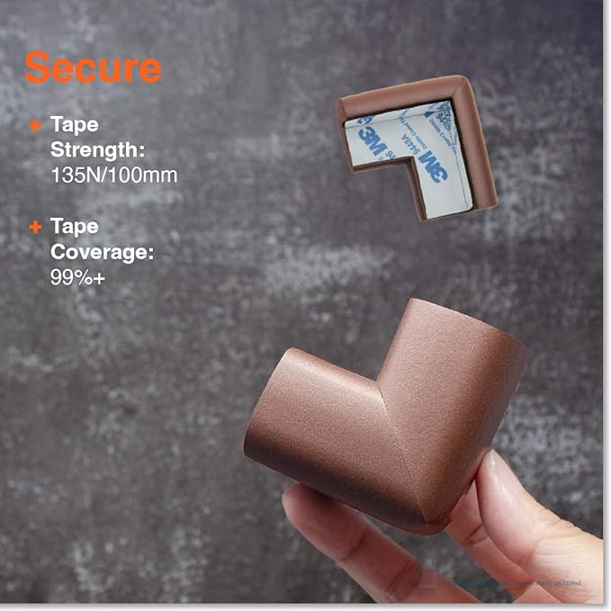 Roving Cove HeftyFit Corner Protector for Baby (8 Large Corners), Heavy-Duty Soft Rubber Foam Furniture Corner Bumper Guards, 3M Adhesive Pre-Taped, Coffee Brown