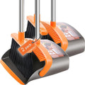 2-Pack is More economical，Upgraded Upright Broom and Dustpan Combo with 52" Long Handle, Dustpan Teeth with self-Cleaning Function, Indoor and Outdoor Sweeping, Perfect for Home Office