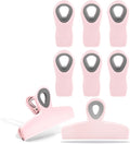 COOK WITH COLOR Bag Clips - Heavy Duty Chip Clip and Refrigerator Magnet Clips for Food Storage with Air Tight Seal Grip, Pink, Pack of 8