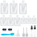 17 Pack Travel Pouches for Toiletries,TSA Approved,Portable Containers,Stand Up Pouch,Refillable Travel Accessories for Shampoo Conditioner Lotion Soap Liquids (A-17pcs)