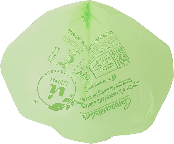 UNNI Compostable Trash Bags, 8 Gallon / 30 Liter, 400 Count Value Pack, Extra Thick 0.85 mil Medium Kitchen Food Scrap Bin Liners, BPI, CMA & OK compost HOME Certified, Meets ASTM D6400