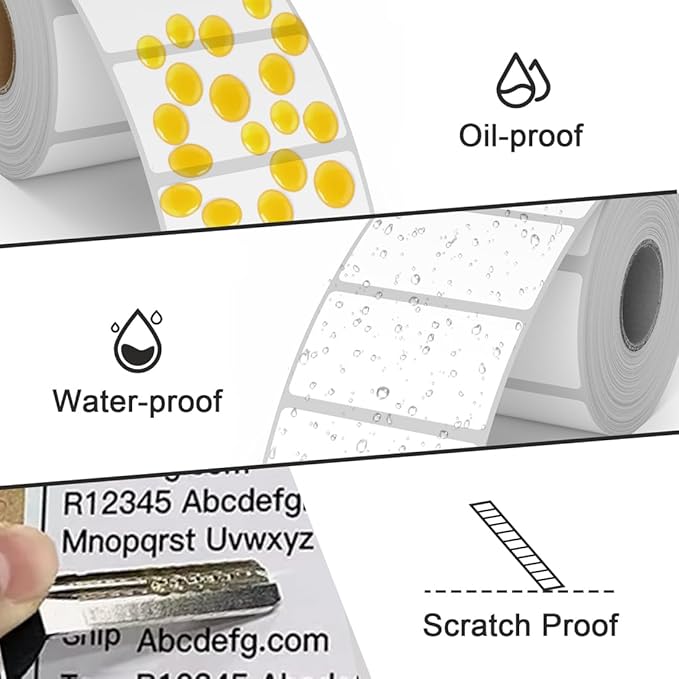 2.25 x 1.25 Thermal Labels, Printable Blank Label Stickers 6000 Label Papers for Barcode Labels, FNSKU, Mailing, Shipping, Compatible with Rollo, Zebra and More Thermal Printer