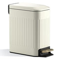 CEROELDA Small Bathroom Trash Can with Lid Soft Close-5L/1.3 Gal Slim Garbage Can-Metal Step Wastebasket-Rectangle Narrow Waste Bin for Office, Bedroom, Toilet, Live Room (Embossed-Beige)
