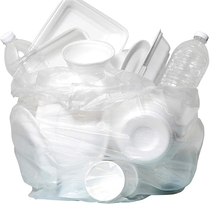 Aluf Plastics High Density Trash Bags, 56 Gallon, 800 Count, 16 Micron (eq), 43" x 48", Clear, for Bathroom, Office, Industrial, Commercial, Janitorial, Municipal, Recycling
