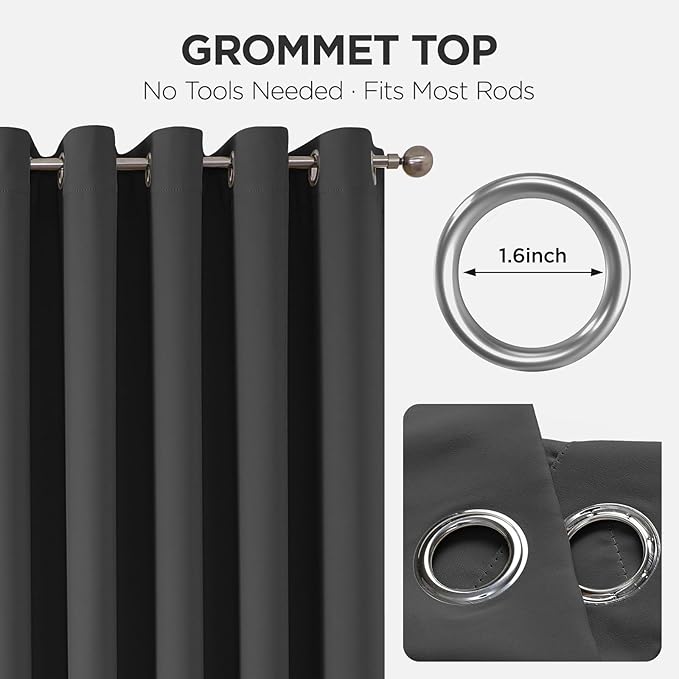Joydeco Blackout Door Curtain for Doorway Privacy 84 Inches Long, Grommet Closet Curtain for Open Closet, Room Divider for Bedroom Living Room (Grey, 52Wx84L, 1 Panel)