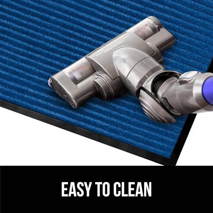 GORILLA GRIP Traffic Guard Door Mat, 70x24, Heavy Duty Welcome Mats, Commercial Office Space Doormat, Waterproof, Fade Resistant, Strong Rubber Backing, Low Profile, Shoe and Boot Scraper, Blue