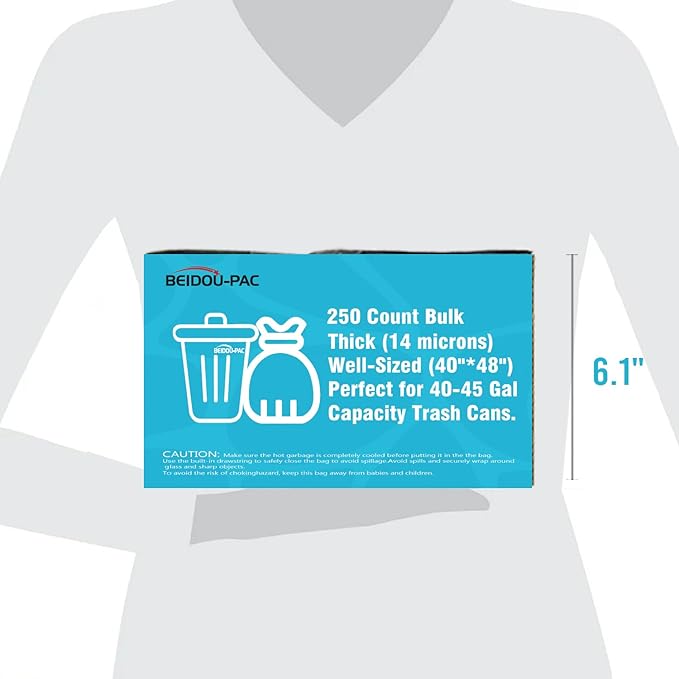 40-45 Gallon Trash Bags, 250 Count Bulk, Heavy Duty Clear Plastic Recycling Garbage Bags, Multi-purpose Can Liners for Business Home Commercial, Industrial Contractors, Storage, Outdoor
