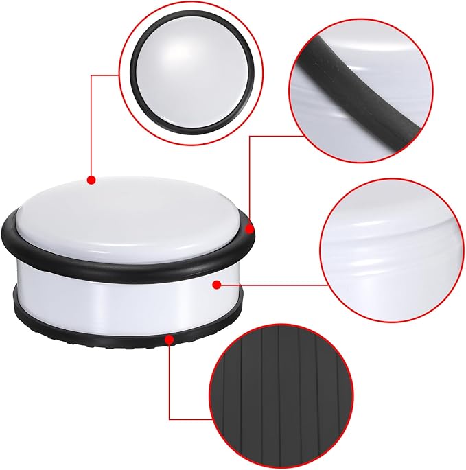 Sumnacon Heavy Duty Floor Door Stopper No Drill, Durability Stainless Steel Door Stops with Anti-Skid Rubber - Contemporary Decorative Safety Doorstop for Home Office Commercial Industrial,White