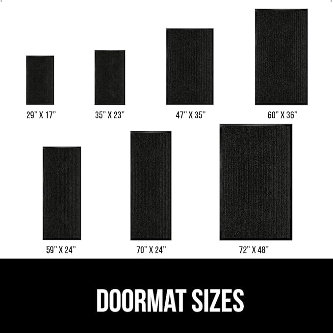 GORILLA GRIP Traffic Guard Door Mat, Heavy Duty Welcome Mats, Commercial Office Space Doormat, Waterproof, Fade Resistant, Strong Rubber Backing, Low Profile, Shoe and Boot Scraper, 35x23, Jet Black