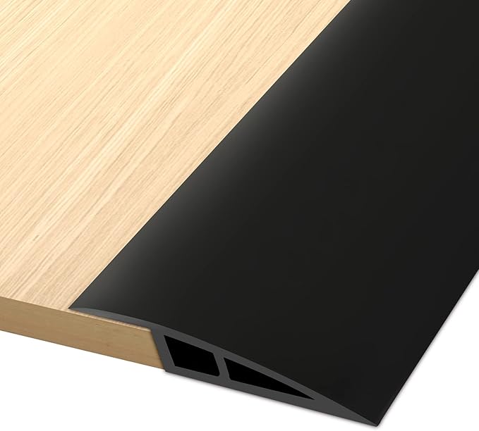 Vinyl Door Threshold Flooring Transition Strip Self Adhesive Carpet Edging Strip for Laminate Doorway Edge Threshold from 1/5" to 2/5" (Black, 10 Ft)