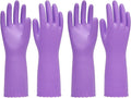 PACIFIC PPE 2 Pairs Reusable Dishwashing Cleaning Gloves with Latex Free, Cotton Lining, Kitchen Gloves, Purple, Large