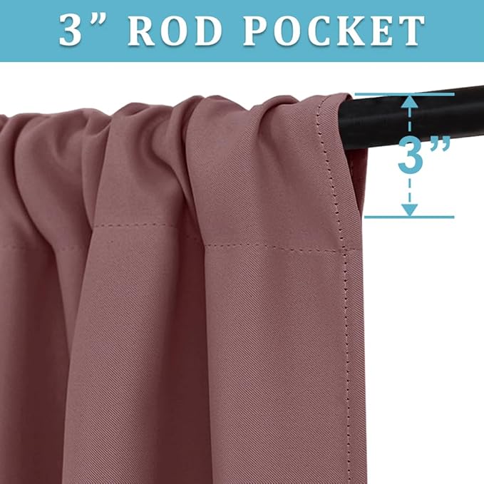 RYB HOME Bathroom Window Curtains - Blackout Curtains Small Window Short Drapes for Kitchen Bedroom Living Room Kids Nursery Room RV, W 42 x L 36 inch per Panel, Dust Rose, 2 Pcs