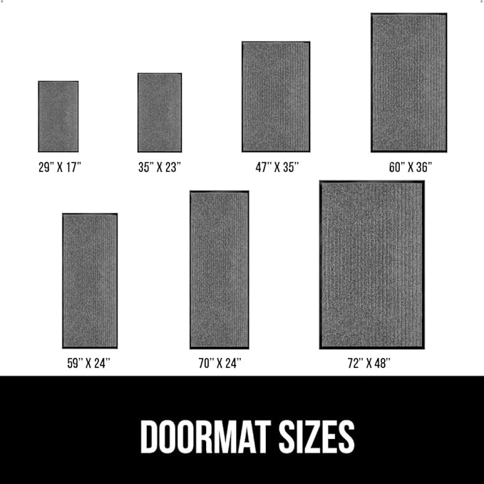 GORILLA GRIP Traffic Guard Door Mat, 47x35, Heavy Duty Welcome Mats, Commercial Office Space Doormat, Waterproof, Fade Resistant, Strong Rubber Backing, Low Profile, Shoe and Boot Scraper, Light Gray