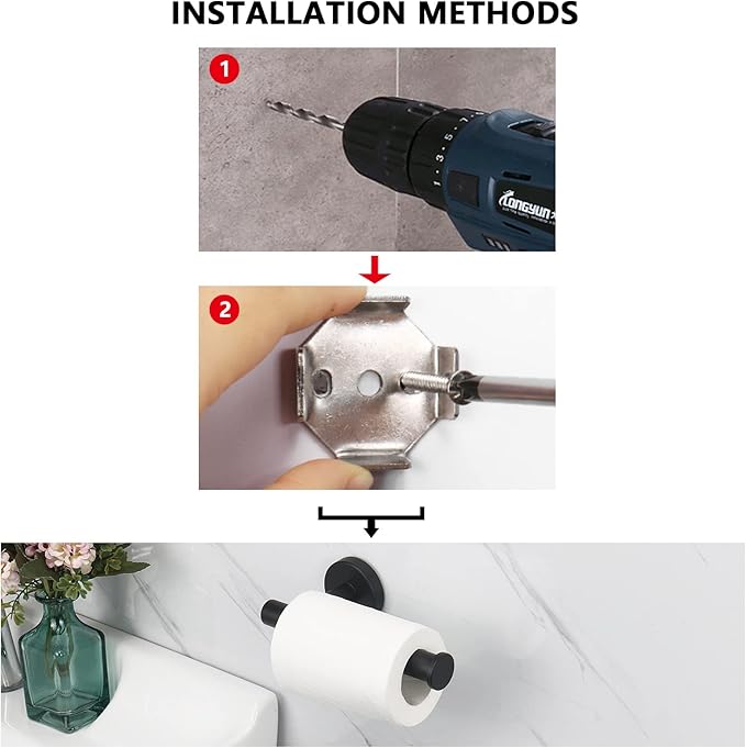 NearMoon Bathroom Toilet Paper Holder, Premium SUS304 Stainless Steel Rustproof Wall Mounted Toilet Roll Holder for Bathroom, Kitchen, Washroom (1 Pack, Matte Black)