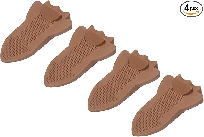 uxcell 4 Pcs Door Stoppers for Bottom of Door, Rubber Stackable Door Stopper Wedge Anti-Slip, 2.13 Inch, Coffee