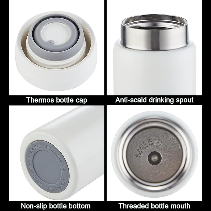 10oz Mini Water Bottle Stainless Steel Thermos Small Flask - Insulated Vacuum, Leak Proof, Keeps Drinks Hot/Cold - Ideal for Coffee, Tea, Water - Purple