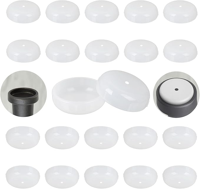Wrought Iron Patio Furniture Feet Caps - Furnigear 1-1/2" Round Plastic Outdoor Chair Leg Caps, Floor Protectors for Metal Chairs & Tables, Patio Furniture Replacement Rubber Feet (White, 24 Pack)