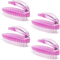 Handle Grip Nail Brush for Cleaning Fingernails Hands & Under Nails, Stiff Bristle Mechanic Scrub Brush Cleaner for Men Women, Pedicure Scrubbing Tool kit - 4 Pink