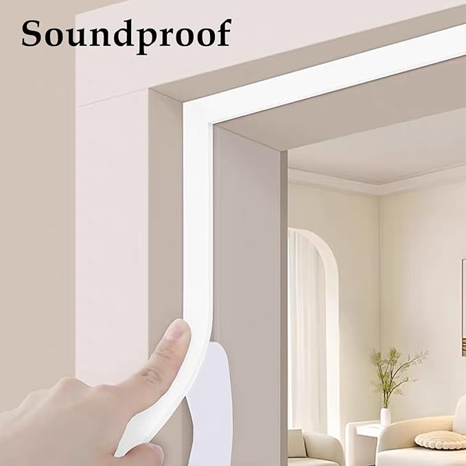 Weather Stripping Door Seal White,1/2Inch Wide X 1/4 Inch Thick,Air Conditioner Window Seal,Self Adhesive Foam Tape High Density Foam Sealing Strip,Soundproof Foam Tape Roll,2 Rolls Total 32.8Ft