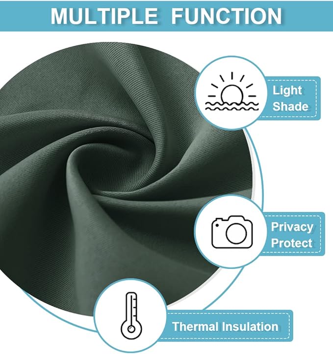 RYB HOME Small Curtains Blackout - Privacy Energy Efficiency Mini Curtains for Kids Bedroom RV Camper Windows Trailer Bathroom Kitchen Cabinet Door Window, W 29 x L 36, Dark Green, 2 Panels