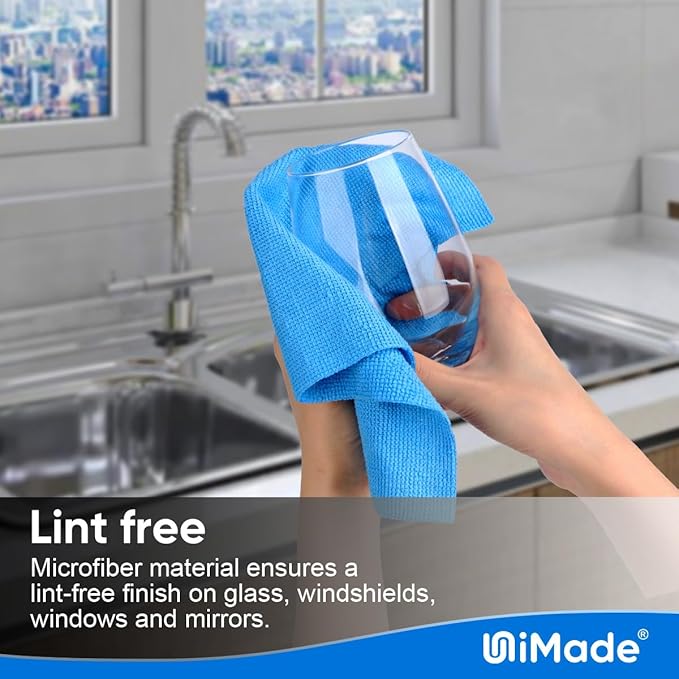 Shop Towel Rag, 200 Pack Reusable Rags Bulk Microfiber Cleaning Cloth Lint Free Towels for Car Kitchen Automotive Bar Mechanic Restaurant Garage, 11.5"x 11.5", Blue
