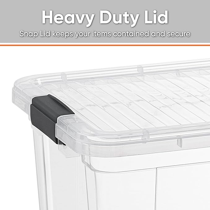 Superio Storage Bins with Lids- 4 Pack, 1.85 Qt Clear Boxes for Organizing, Stackable Plastic Containers- BPA Free, Non-Toxic, Odor Free, Organizer for Home, Office, Dorm