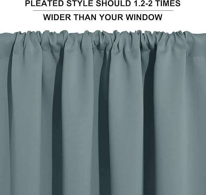 RYB HOME Small Window Curtains with Rod Pocket Design, Blackout Privacy Curtains Drapes Energy Efficient Covering for Closet Pantry W 29 x L 45 inches, 2 Panels, Dusty Blue