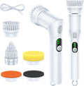 LABIGO Electric Spin Scrubber LA5 Mini, Bathroom Scrubber Shower Scrubber for Cleaning Tub Tile Floor Window Kitchen Sink, Power Scrubber Cleaning Brush with 5 Replaceable Brush Heads, White