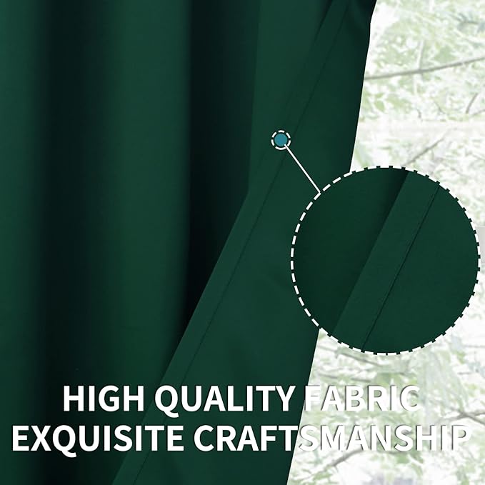 BGment Emerald Green Blackout Curtains 40 Inches Long for Bedroom Kitchen - Short Length Thermal Insulated Darpes with Rod Pocket Darkening for Bathroom Christmas, 2 Panels, 42 x 40 Inch