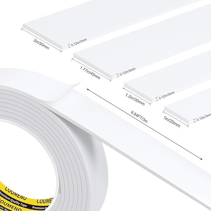 Single-Sided Adhesive White Foam Tape (EVA Material), Single-Sided Sealing Foam pad Sponge Tape for Window Waterproofing, self-Adhesive, Suitable for Sealing Doors and Windows 1.77inX9.84FT