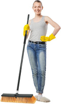 PBHEPJ 18 Inchs Push Broom Outdoor Heavy Duty, Shop Broom with 60" Long Bandle for Cleaning Outdoor or Indoor Tile, Garage, Shop, Deck, Concrete, Wood, Stone, Patio Floor