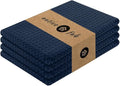 Native Fab Cotton Kitchen Towel with Hanging Loop 16x26 inches, 4-Pack, Waffle Weave Kitchen Towels for Cleaning Drying, Washcloths Soft & Absorbent Cloth Rags, Bar Towel, Dish Cloth, Navy