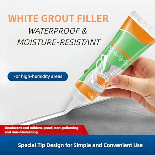 Waterproof White Grout Repair Kit, Grout Pen for Shower Tile, Grout Filler Repair, Squeeze Tube White Caulk, Waterproof & Moisture-Resistant, for Kitchen Bathroom (3)