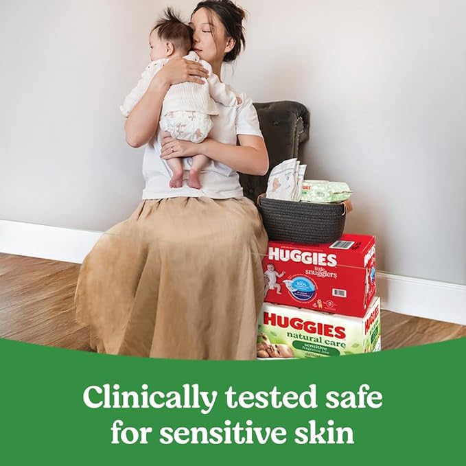 Huggies Natural Care Sensitive Baby Wipes, Hypoallergenic, 99% Purified Water, 3 Refill Packs (624 Wipes Total)