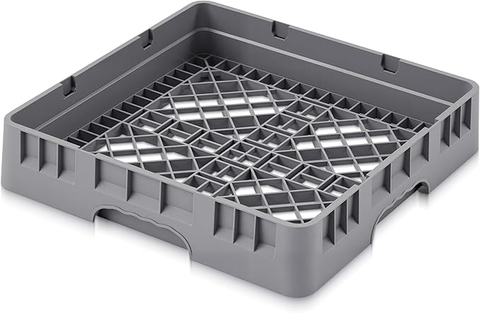 Commercial Dishwasher Tray Rack Polypropylene Full Size Flatware Rack for Bowls Plates Knives Forks Cups, Gray