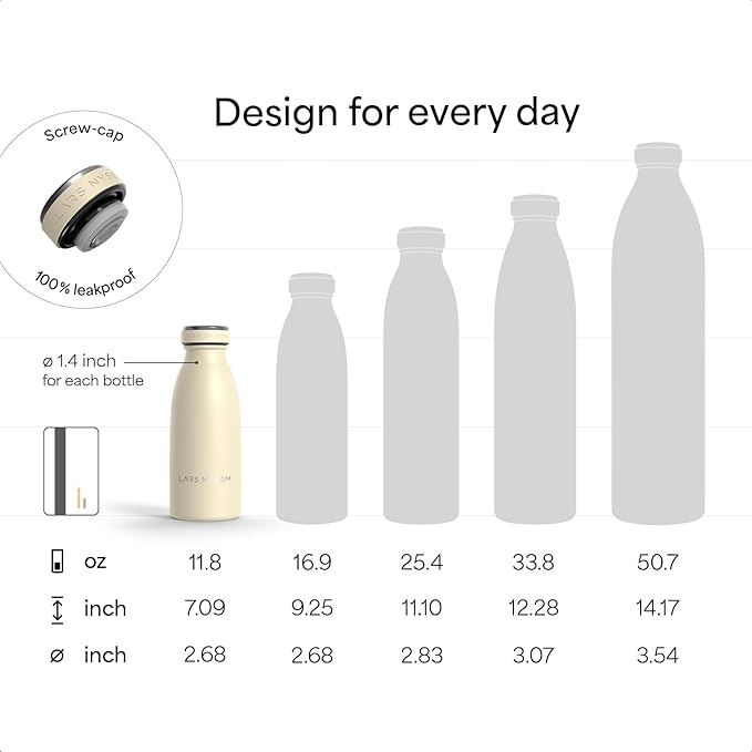 LARS NYSØM Stainless Steel Insulated Water Bottle 12oz 17oz 25oz 34oz 51oz | Insulated Thermo Flask for Hot and Cold Beverages | Leakproof Drinking Bottle (Lavender Purple, 11.9oz)