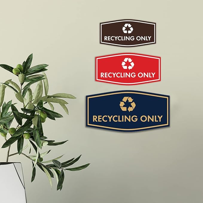 Fancy Recycling Only Sign (Black/Gold) - Small