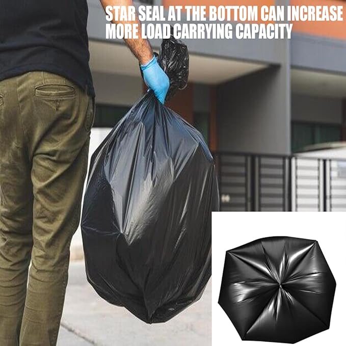 40-45 Gallon Lawn & Leaf Trash Bags, 125 Count Bulk, Black Garbage bags, Multi-purpose Trash Can Bin Liners for Home Commercial, Outdoor, Construction, Industrial