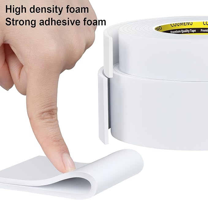 Single-Sided Adhesive White Foam Tape (EVA Material), 1inX9.84FT Single-Sided Sealing Foam pad Sponge Tape for Window Waterproofing, self-Adhesive, Suitable for Sealing Doors and Windows
